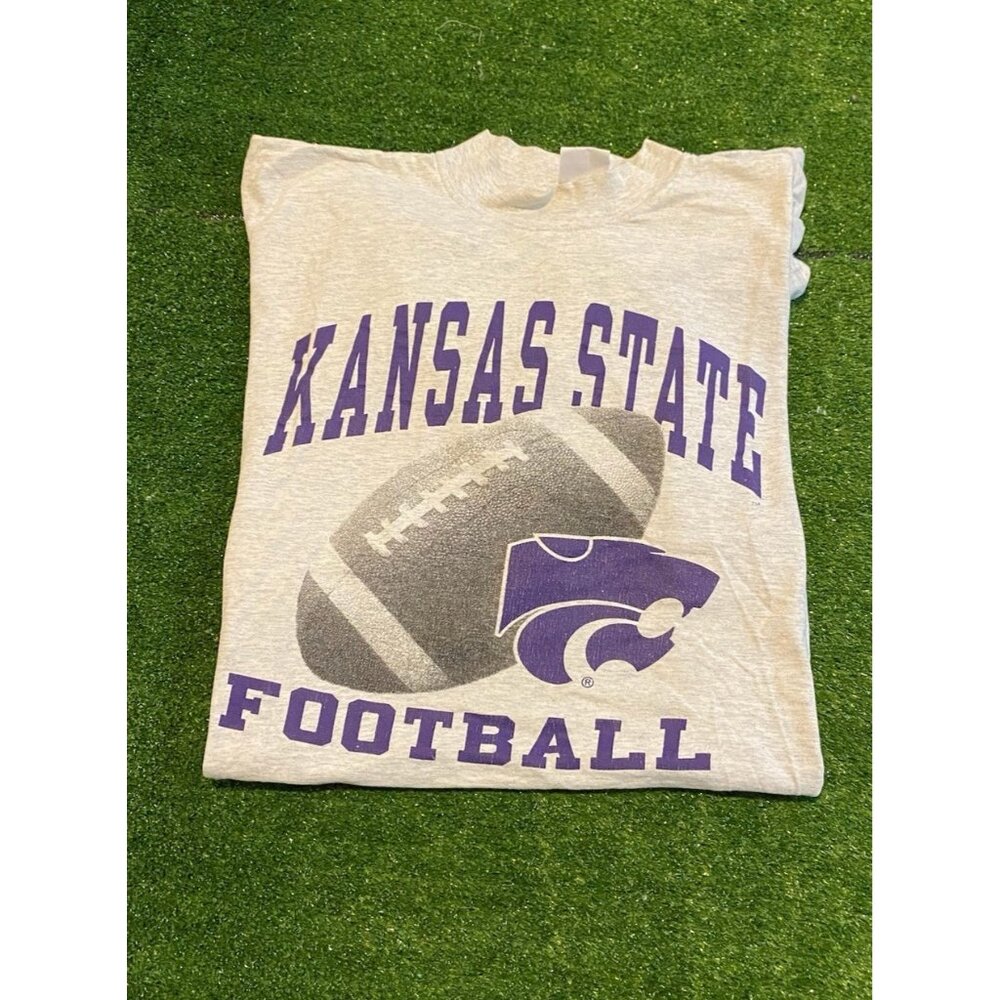 Kansas State Wildcats shirt mens large gray football long sleeve KSU 1990s 34